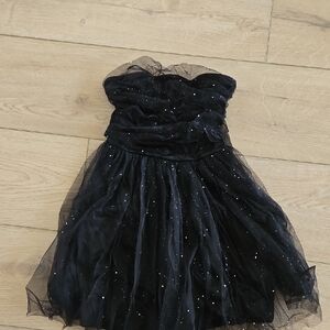 Girls' Sparkle Strapless Tulle Party Dress - Black